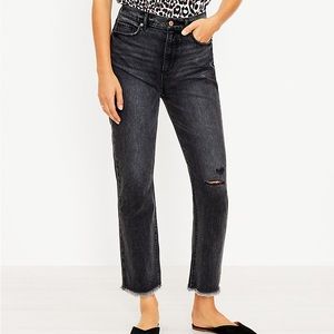 Loft The Straight Crop Black Jeans